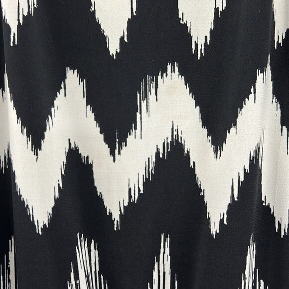 Vintage Agenda Black/White Geometric Print Elastic Waist‎ Blouse Made In USA M - Picture 2 of 7